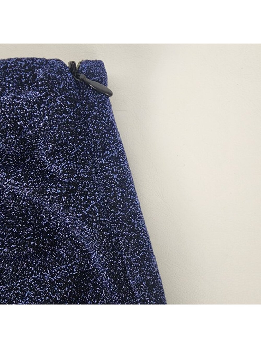 Zara Trafaluc Blue Metallic Sparkle Mini Skirt Size Small Stretch Lined Party - Picture 9 of 16